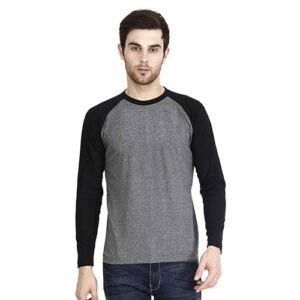 Men's Raglan Plain T-Shirt Black Charcoal Color