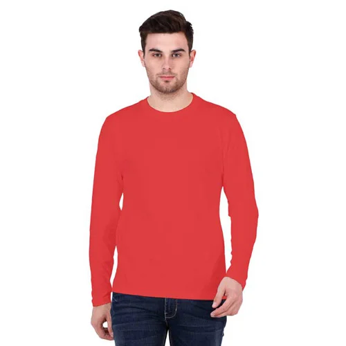 Men's Fullsleeve Plain T-Shirt Red Color