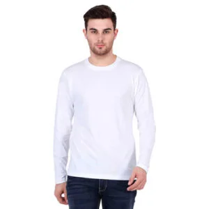 Men's Fullsleeve Plain T-Shirt White Color