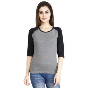 Women'S Raglan Plain T-Shirt Black Charcoal