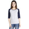 Women'S Raglan Plain T-Shirt Navy Grey