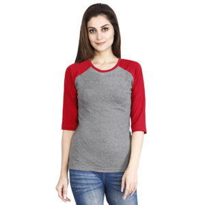 Women'S Raglan Plain T-Shirt Red