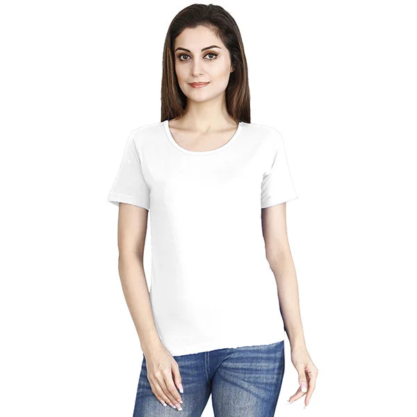 Women's Round Neck T-shirts White Colour